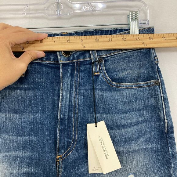 New Le Jean size 27 Straight Leg Distressed High Rise Mia Axel Destructed Wash - Picture 8 of 14